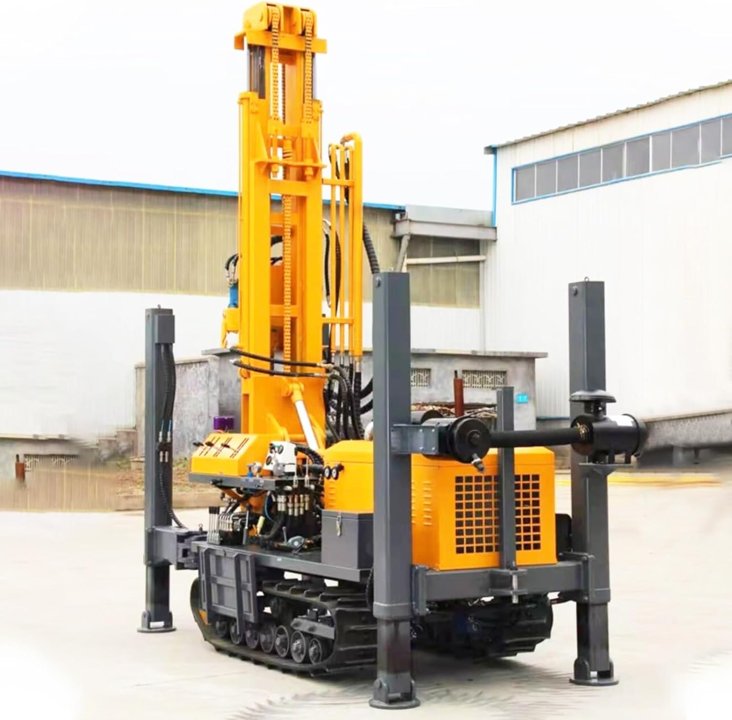 Heavy-Duty Water Well Drilling Machine – 100m–300m Hydraulic Crawler Pneumatic Borehole Drill for Soil & Rock