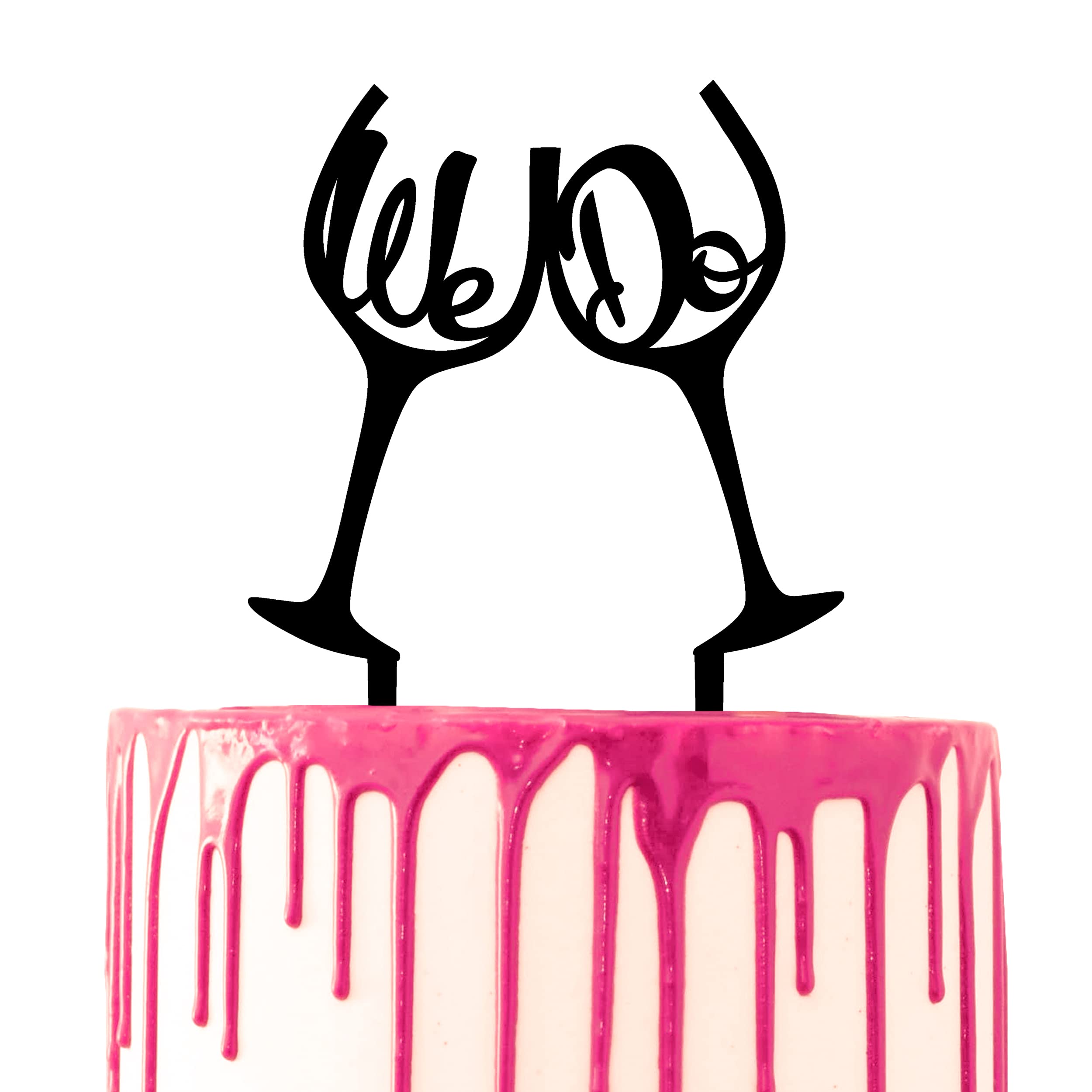 CARISPIBET cake topper with two glasses making a toast and the script "We do" inside them cake decorative silhouette topper โ image 1