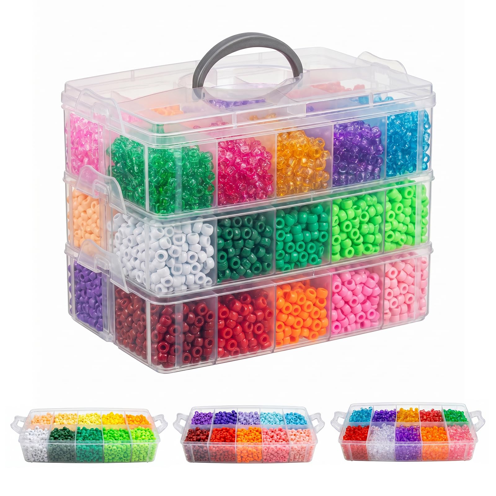 novelinks 11000Pcs Pony Beads Bulk 30 Colors for Kandi Bracelets Making | Plastic 6x9mm Rainbow Beads, Hair Braiding Jewelry, Making Key Chain, Kandi Friendship Bead Jewelry Making Kits for Craft