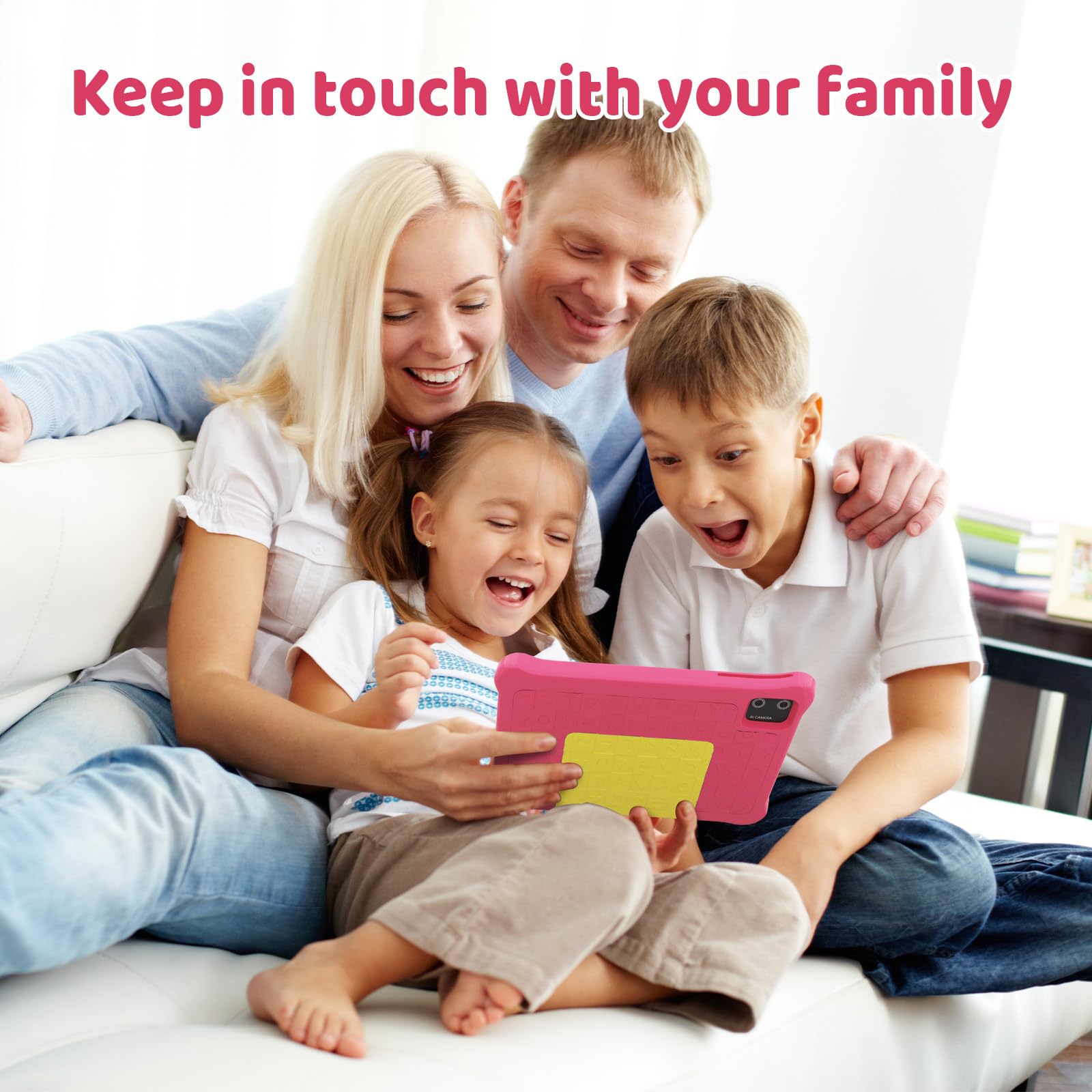 Tablette Enfants 7 Pouces Android 13 5GB RAM 32GB ROM Applications Pré-Installé Contrôle Parental Bluetooth WiFi Éducative avec Kid-Proof Étui Rose