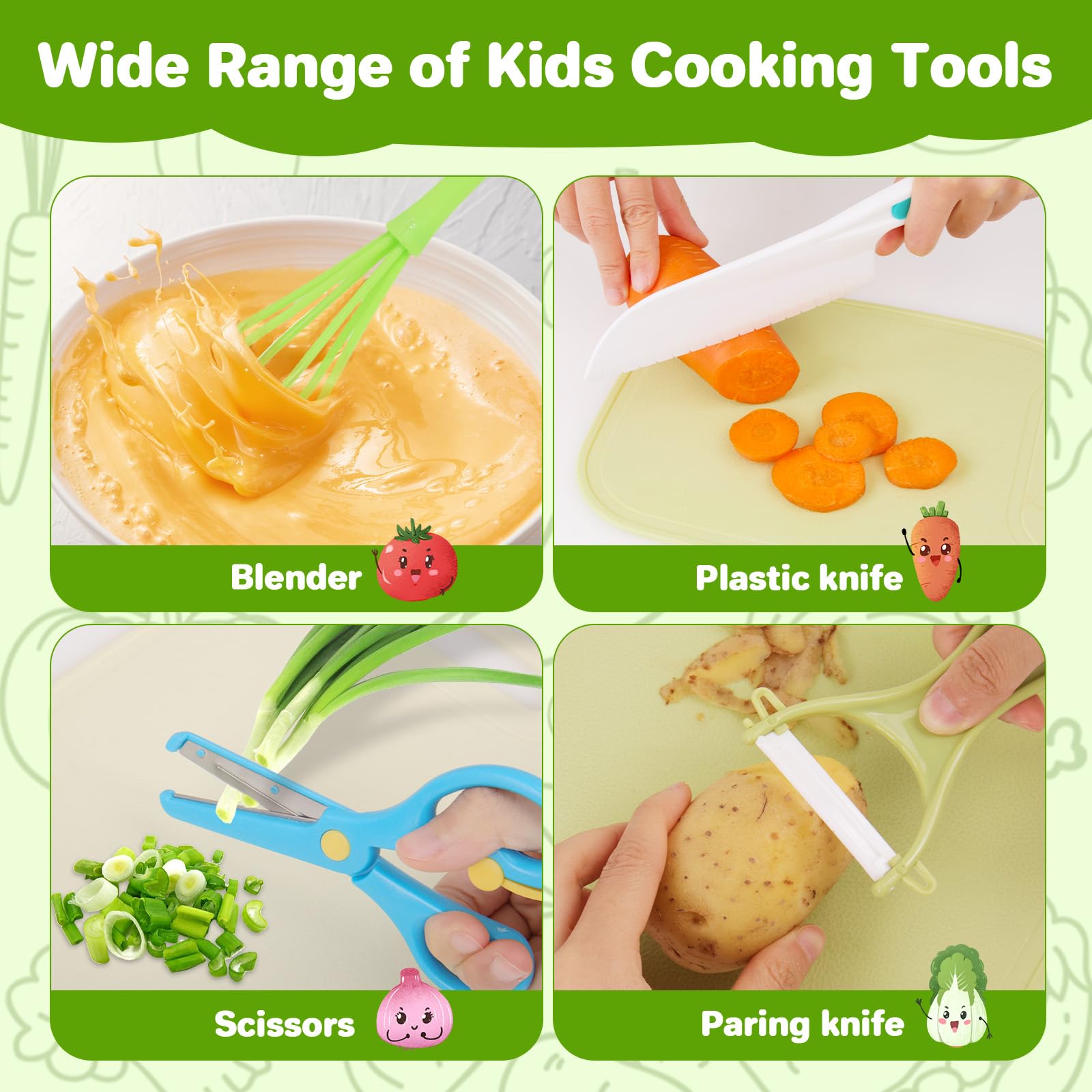 Montessori Lot de 43 couteaux pour enfants Ustensiles de cuisine en plastique 3-12 ans avec cutter