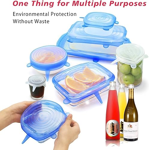 Miniatura 2 de Juego de 14 piezas de silicona cuadrada circular a prueba de polvo y cubierta fresca, para cocina y hogar, sellado de microondas y película de