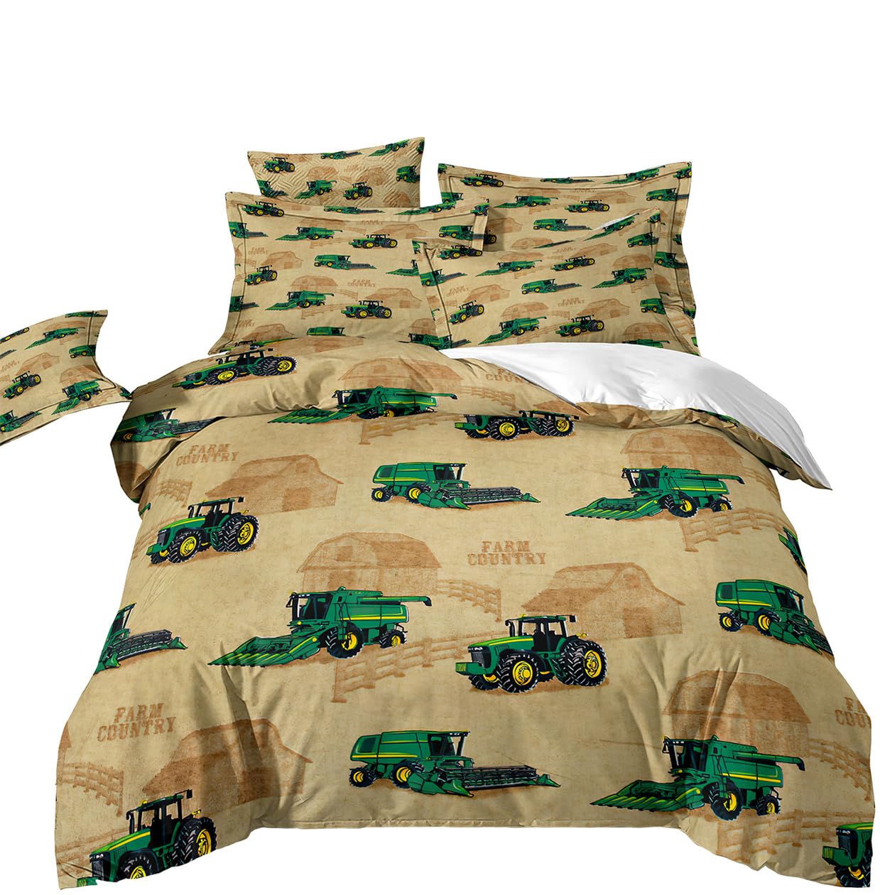 Traktor Bettwäsche 155x220, Passender Traktor Bettbezug zum Bauernhof, Bettwäsche Sets für Teenager und Kinder, Mikrofaser Bettbezug mit Kissenbezug, Warm und Bequem