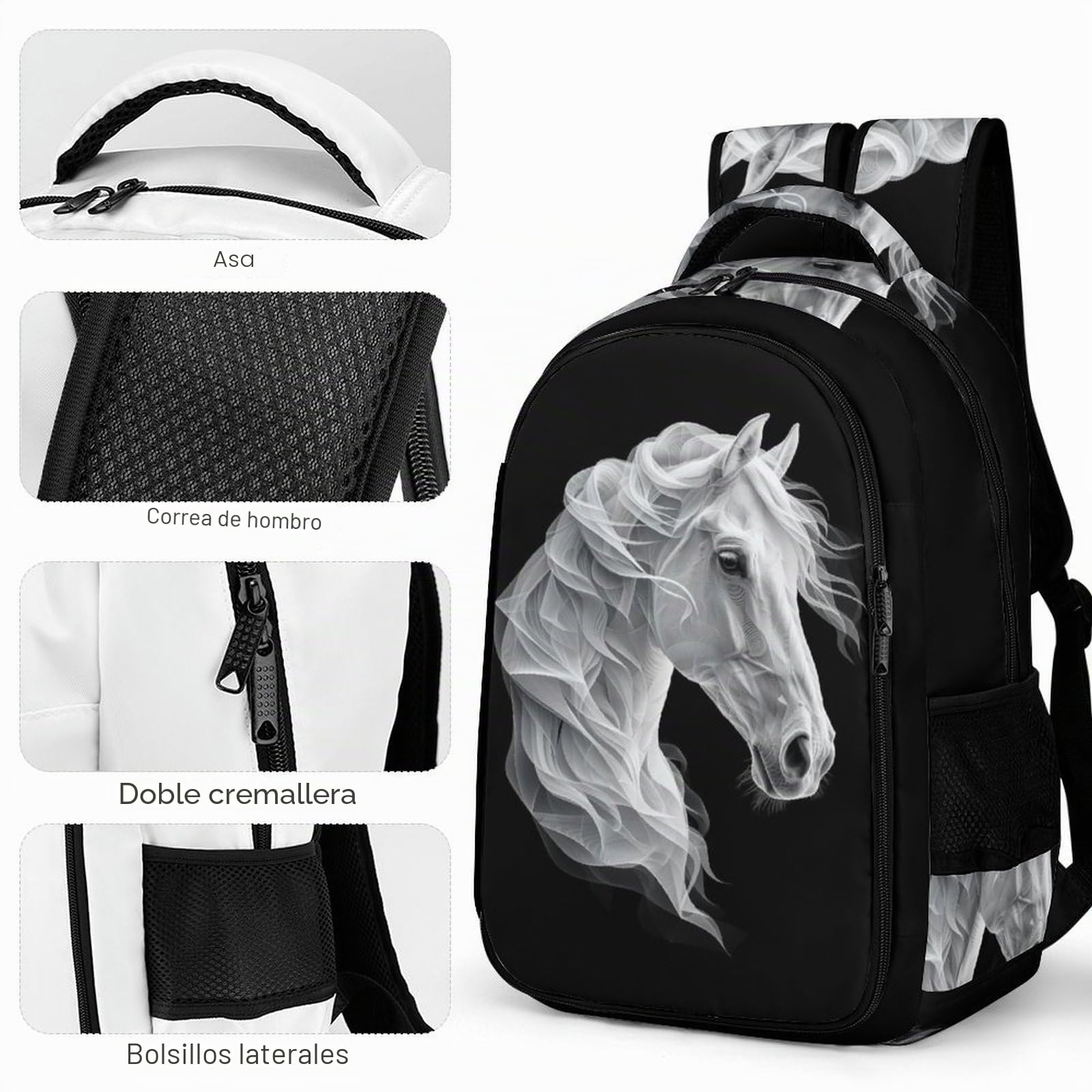 Mochilas Infantiles, Caballo Mochila Escolar Para Niños Animal 3D Estampado Mochila Bolsa De Viaje Bolsas De Viaje De Mochila Escolar