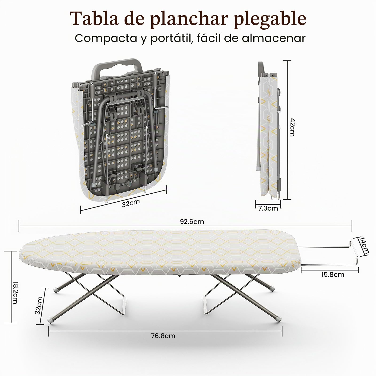 Pequeña tabla de planchar plegable que ahorra espacio plegable tabla de planchar