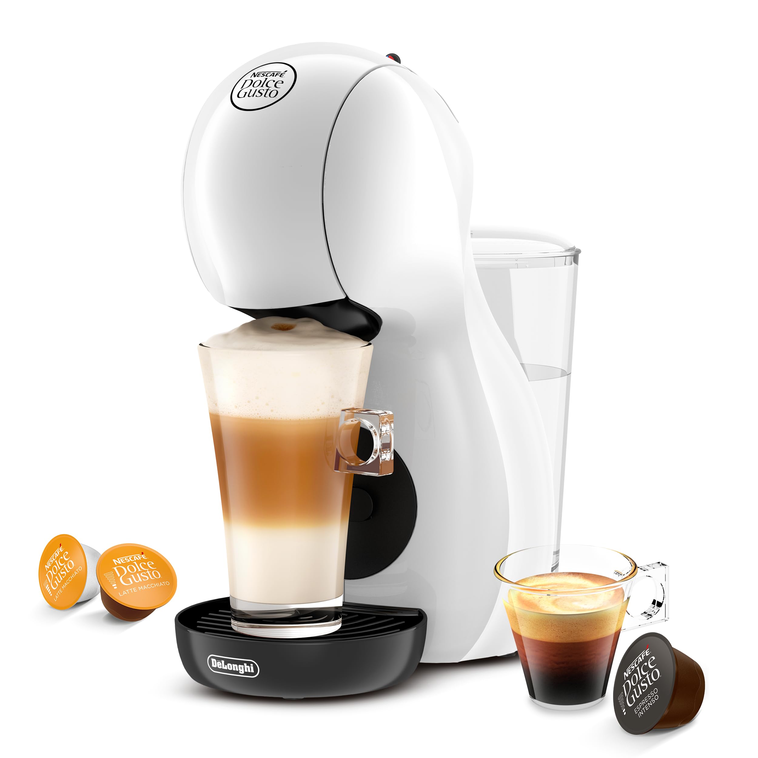 NESCAFÉ DOLCE GUSTO De'Longhi Piccolo XS Pod Capsule Coffee Machine, Espresso, Cappuccino and more, EDG210.WB, 0.8 litres, White and Black