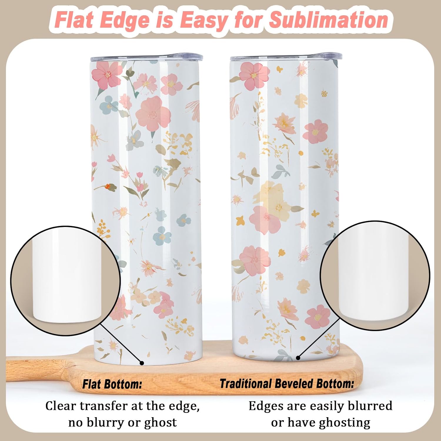 50 Pack 20 Oz Sublimation Tumblers Bulk, Stainless Steel Double Wall Vacuum Insulation Cup, Sublimation Cups with Straw, Individually Box (Flat Edge) - Image 3