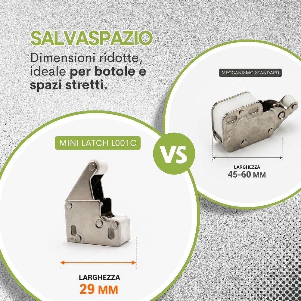 CARTONGESSO FAI DA TE - 4 pz. Meccanismo di apertura push pull per botole di ispezione - nuovo modello mini Latch L001C