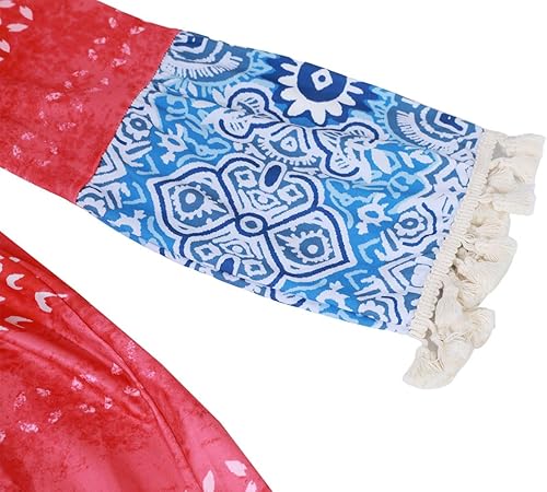 Miniatura 7 de yoeasy Vestido recto de punto de manga 34 con borlas y cuello en V para mujer, estilo bohemio, casual, hasta la rodilla