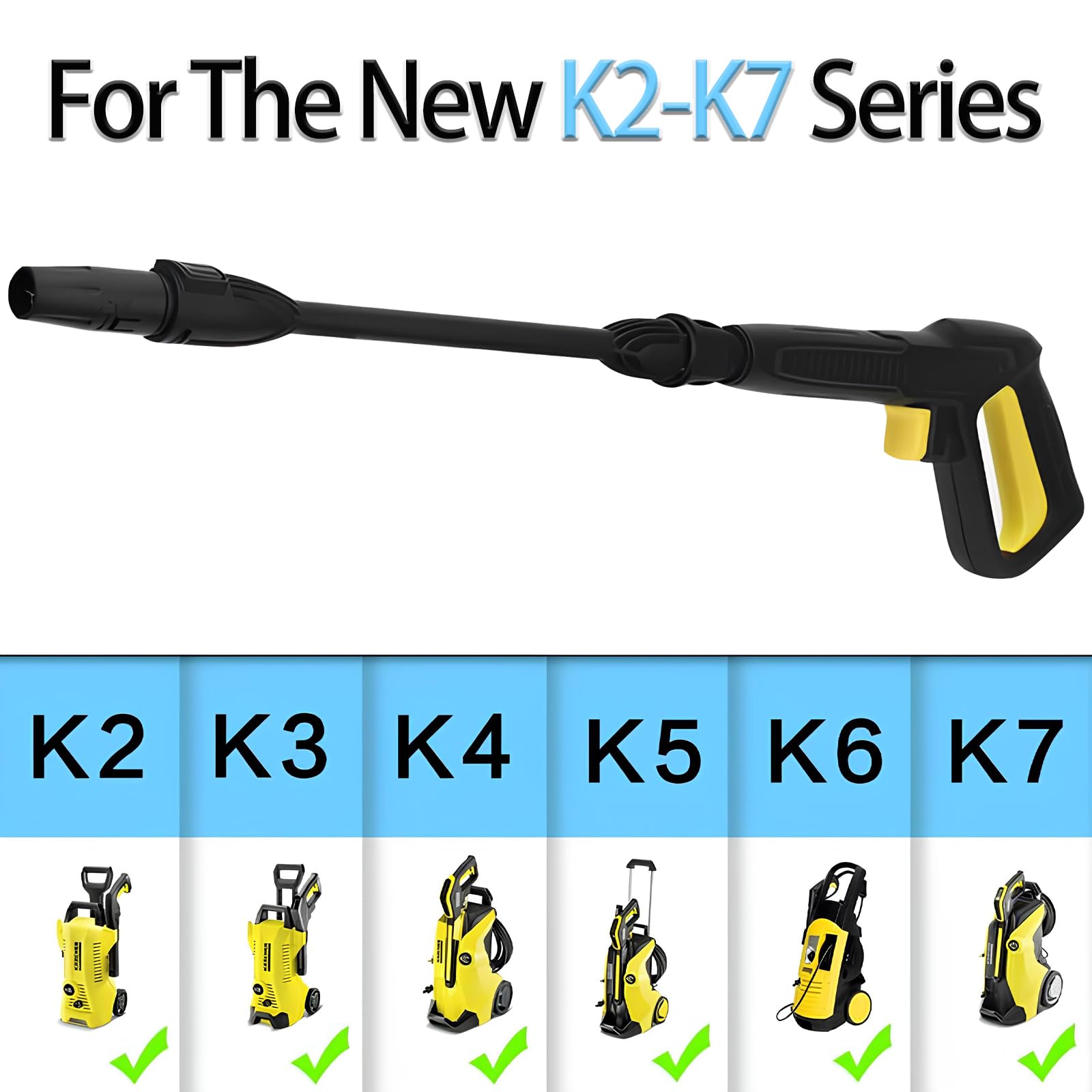 Pistola Pulverizadora de Hidrolimpiadora, Pistola de Pulverización de Repuesto con Lanza Jet, Solo Compatible con los Nuevos Modelos Kärcher K2-K7 con Racores de Manguera Quick Connect