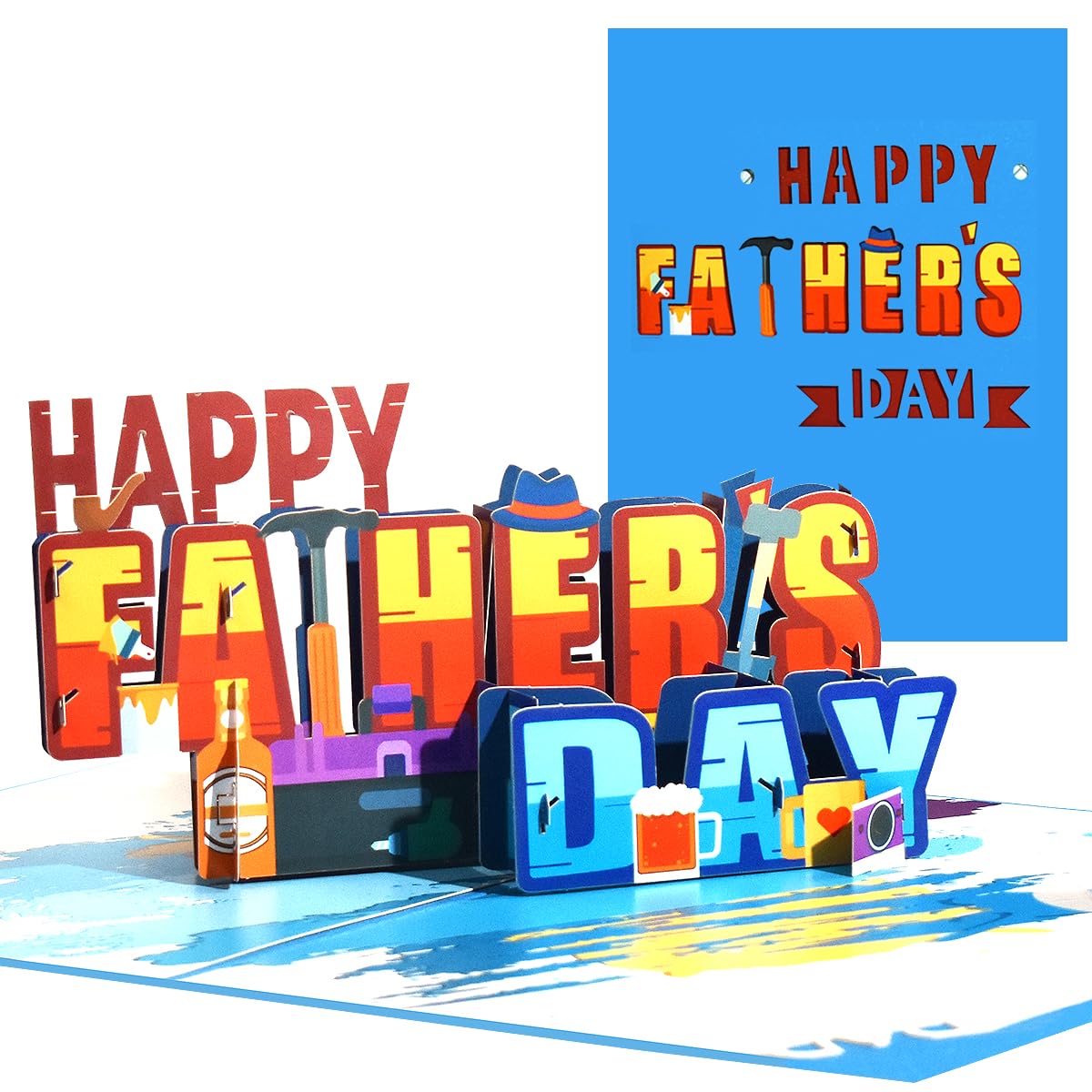 CNLITIHEKA Happy Fathers Day Card, Pop Up Father's Day Card, Gift For Dad, Husband, Includes Envelope.