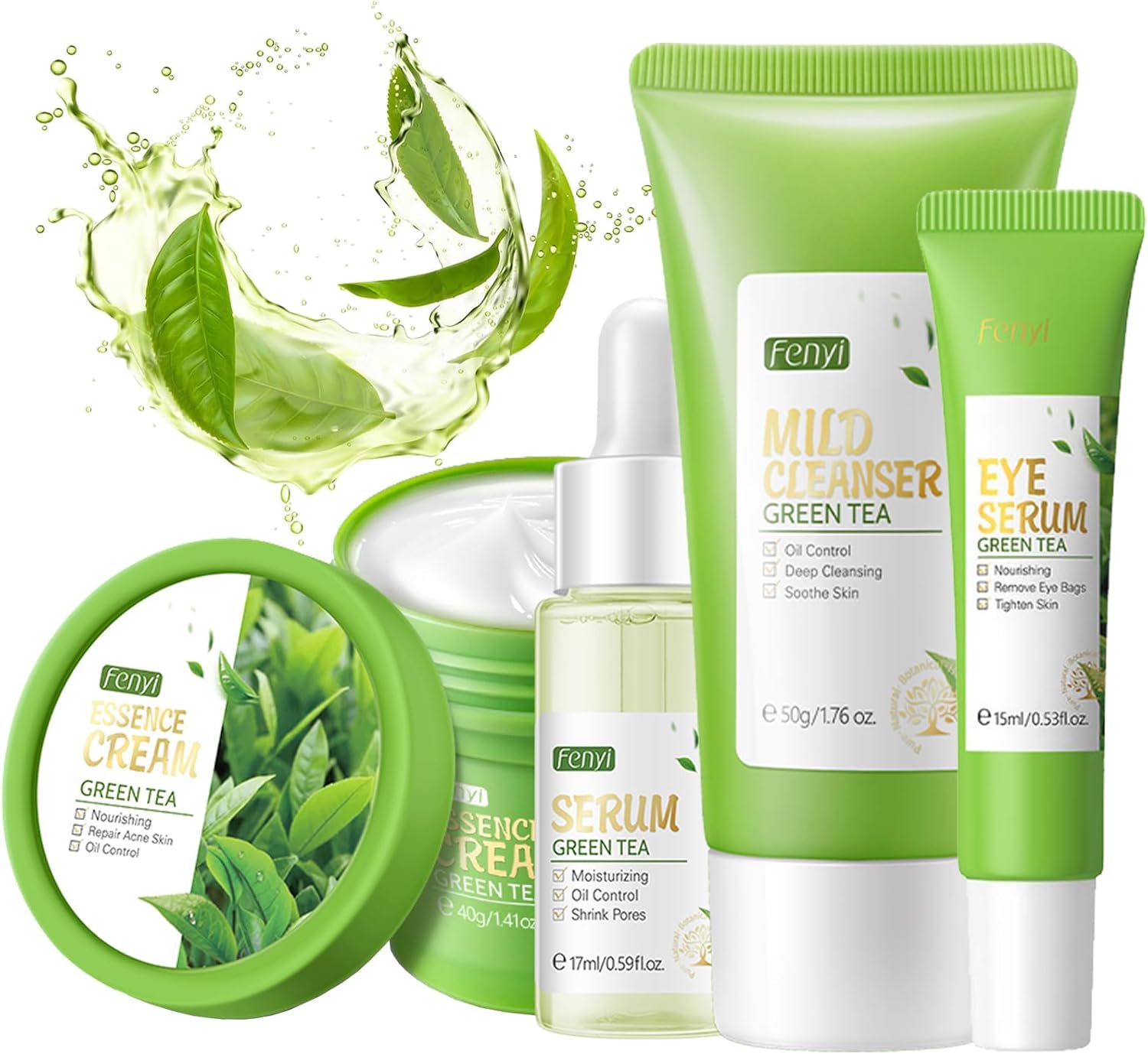 Skincare Set For Teenagers Girls, Face Care Sets Skincare Gift Set, 4PC Pamper Gifts For Women, Includes Cleanser-Eye Cream-Serum-Face Cream,Suitable For All Skin Types (One Size, Green Tea)