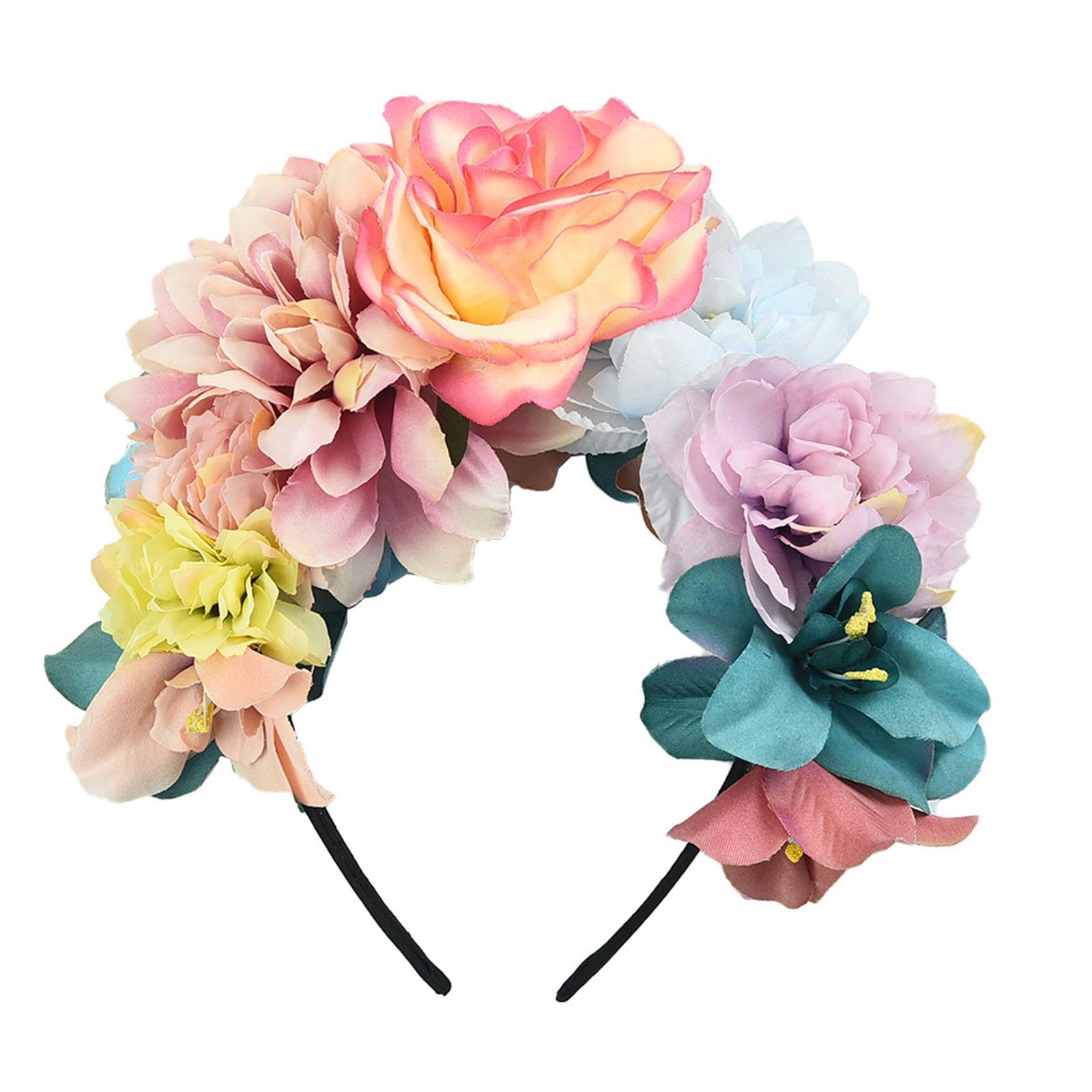 nivaa Simulation Flower Hairband Wedding Creative Decorative DIY Garland Hair Band Style D-picture-35