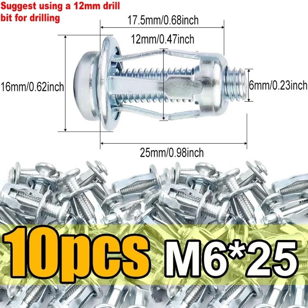 Nakrętki śrubowe Petal Jack - ocynkowane kotwy rozporowe ze stali węglowej do zasłon - rozmiary M4, M5, M6 - trwałe elementy mocujące do ścian(50pcs-m6)