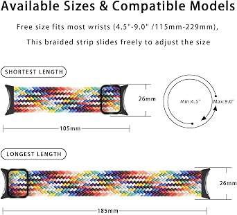 Google Pixel Watch 2/Pixel Watch ile Uyumlu Örgülü Bantlar Solo Döngü, Google Pixel Watch 2/1 Bileklikler Kadın Erkek için Yükseltilmiş Konnektörlü Ayarlanabilir Esnek Naylon Elastik Kayışlar
