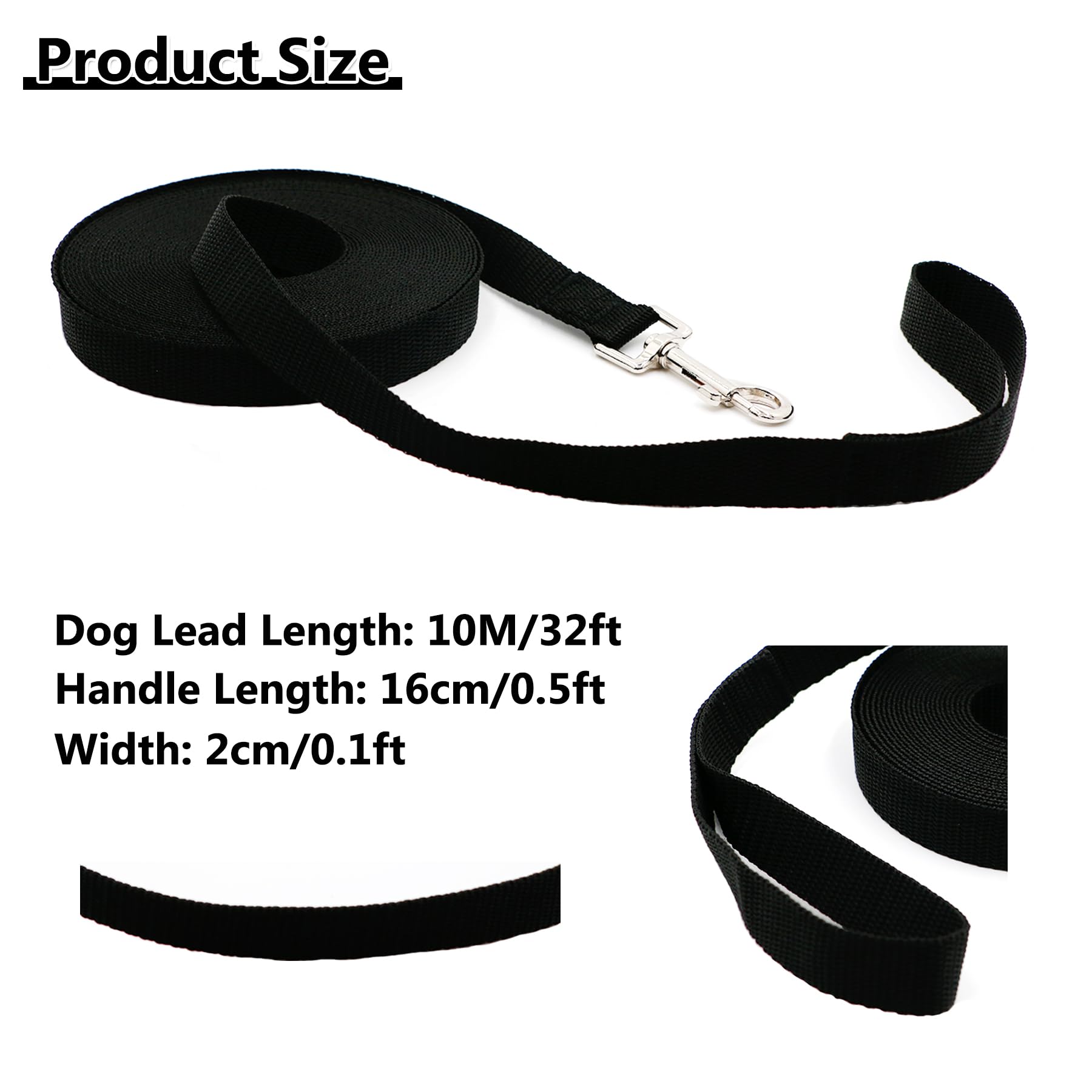Dog Lead, 10m Waterproof & Adjustable Nylon Dog Leash with Handle and 360° Carabiner, Durable Training Lead for Small Medium - Image 2