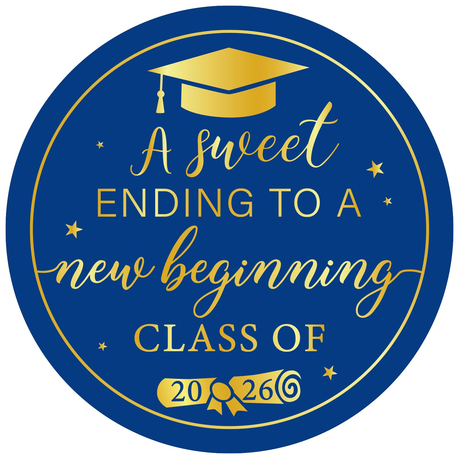Photo 1 of 120Pcs Graduation Stickers 2026, Class of 2026 Stickers 1.57" Graduation Envelope Seal Label Self Adhesive Congrats Grad Cap Sticker for Senior College Grad Party Favors (Blue & Gold)