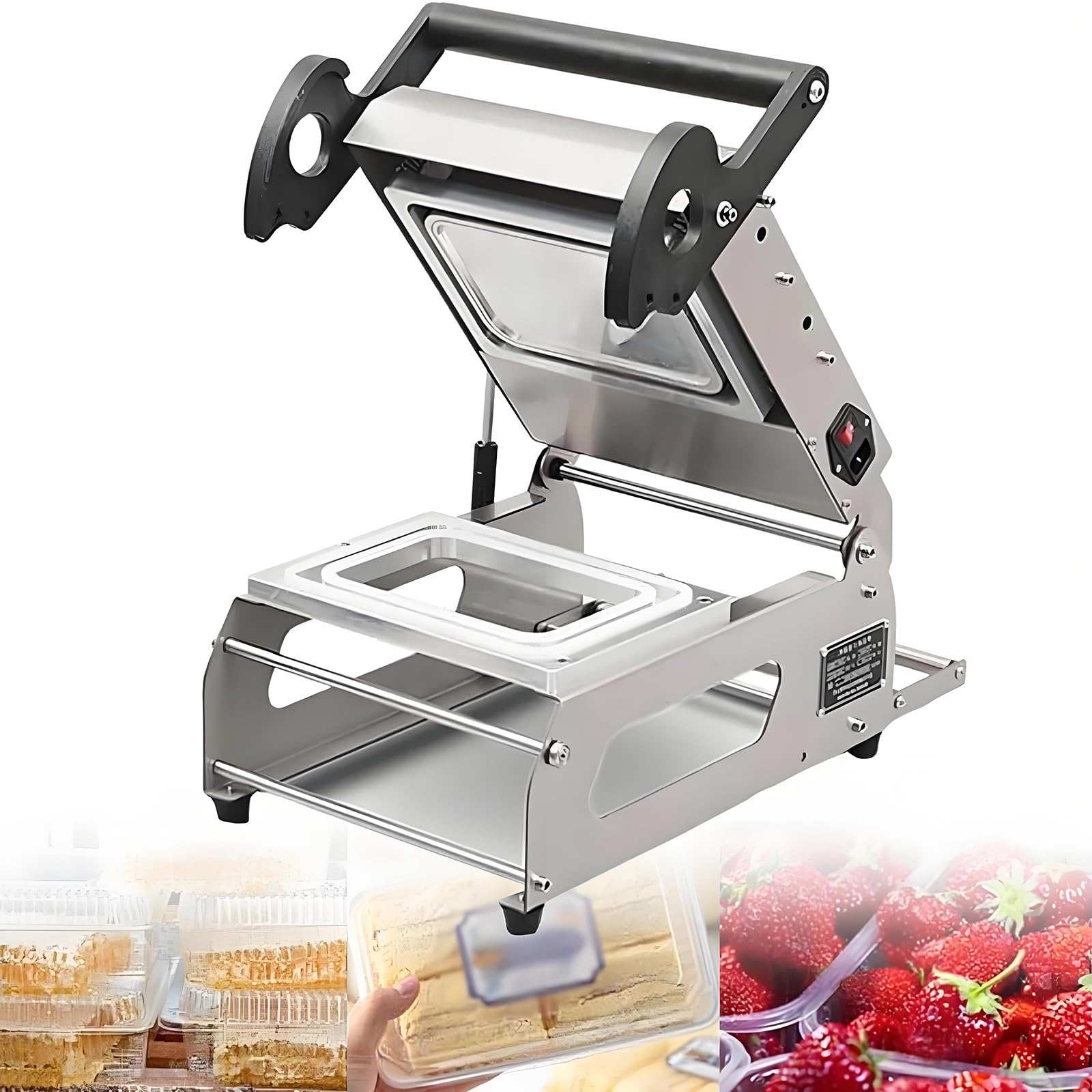 Macchina Sigillatrice a Caldo per Vassoi Alimentari Commerciali, Macchina Confezionatrice Alimentare a Pressione Manuale per Scatole da Asporto, Sigillatrice per Vassoi Contenitori Alimentari