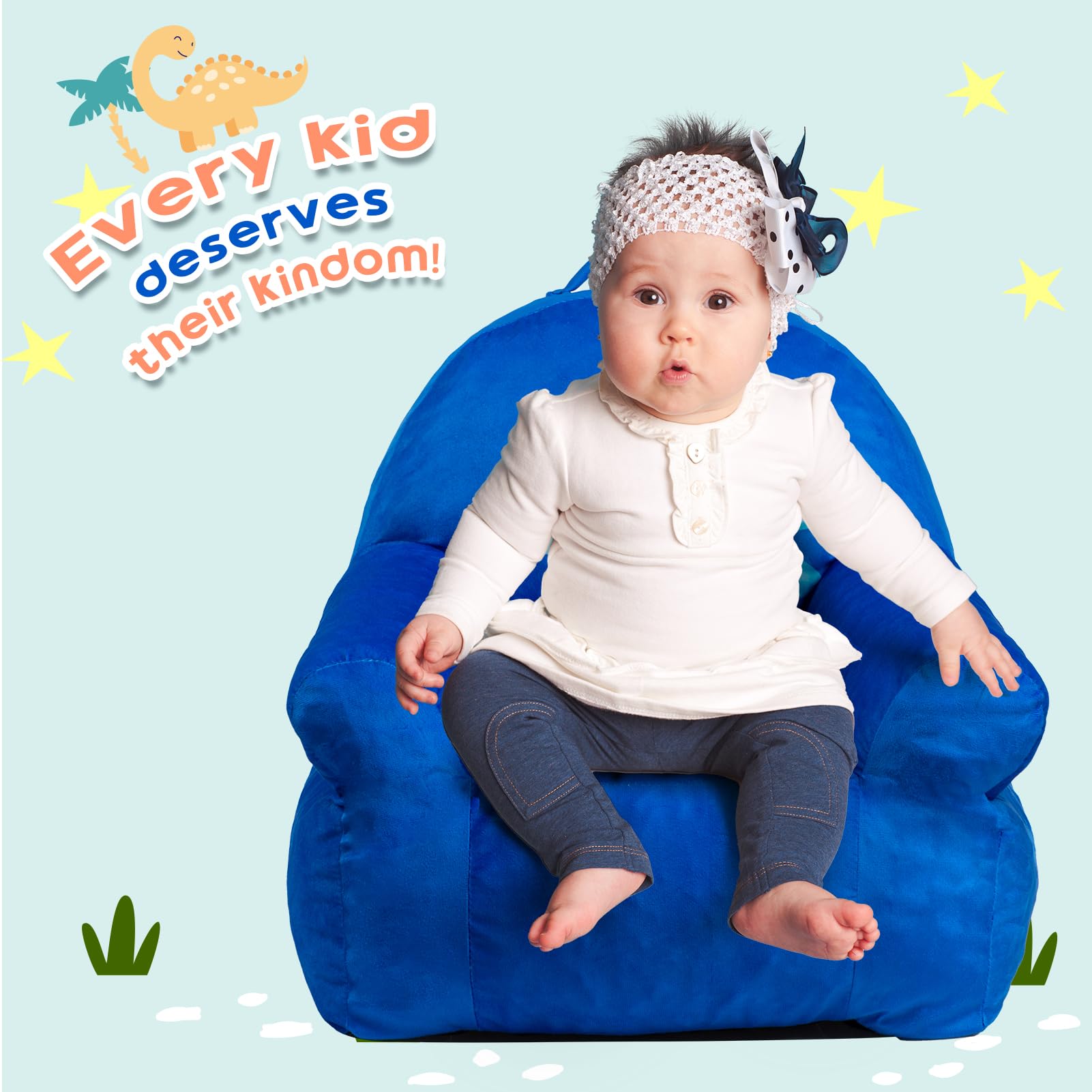 ALIMORDEN Kids Ultra-Soft Snuggle Foam Filled Chair, Kids Cozy Corner Play Couch for Boys and Girls, Dinosaur