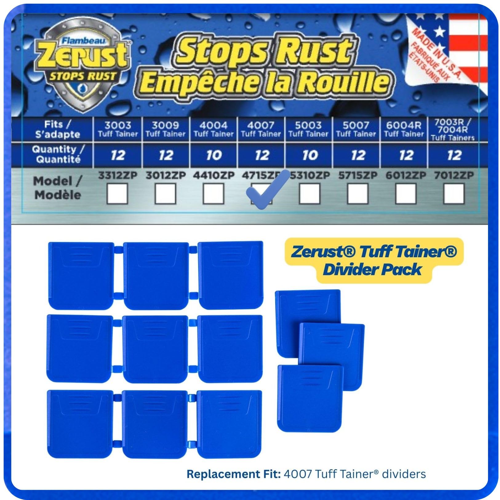 Outdoors 4715ZP Tuff Tainer Zerust Replacement Dividers, Fits 4007s, Dry Box Accessories, 12 Pack