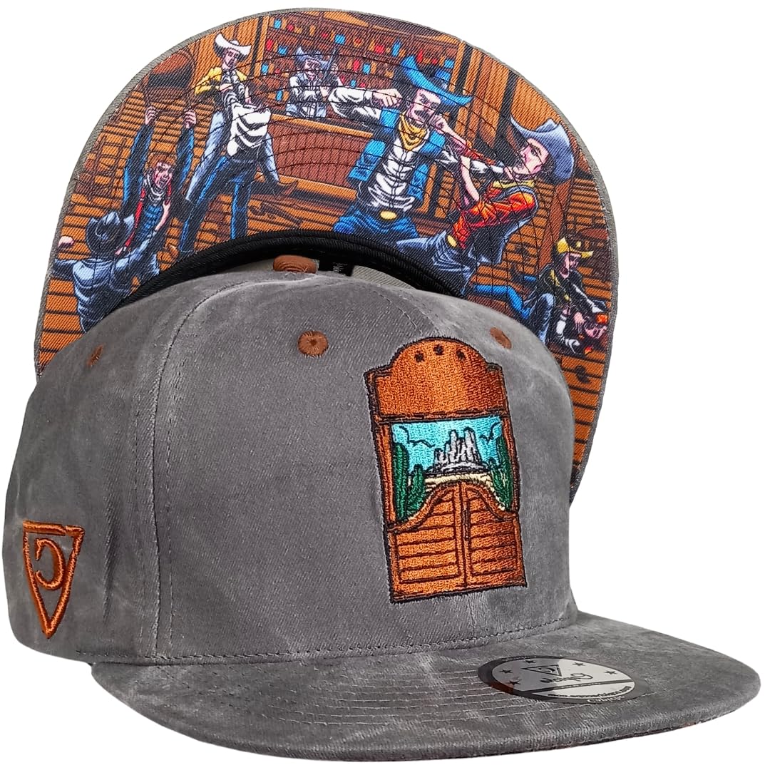 Capiche Unisex [Western] - Bar Fight [99+ Variations] Bar Fight Snapback Cap [Western] - Wild West Bar Scene Embroidery, Rough And Tumble Design, Perfect For Old West Admirers