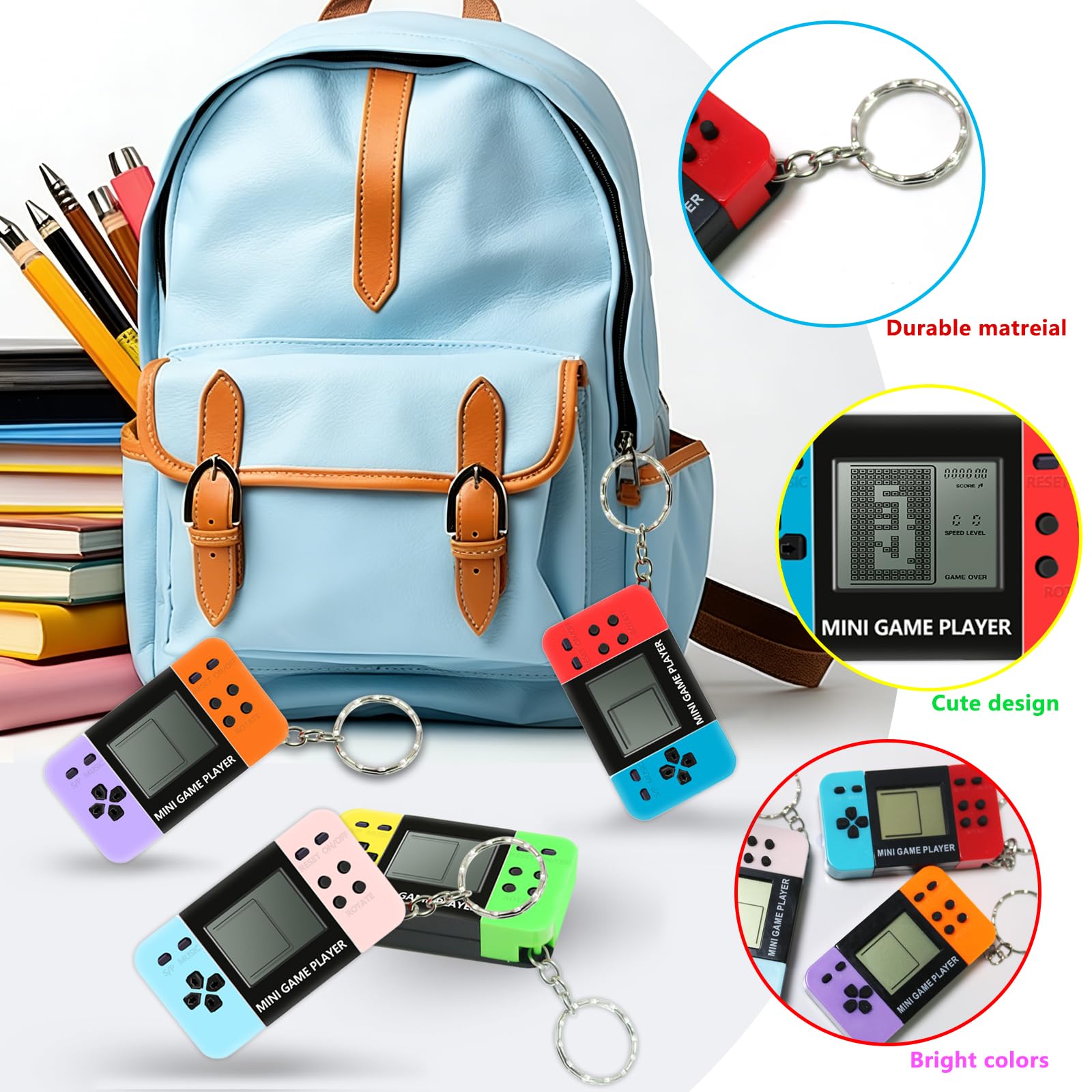DOEA Paquete de 20 llaveros de videojuegos, recuerdos de fiesta, llavero de videojuegos de arcade, premios de aula, premios de carnaval, caja del tesoro, juguetes, bolsas de golosinas