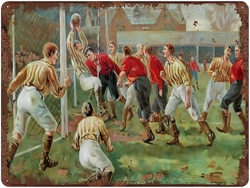 Graman Cartel de placa de arte con impresión de fútbol de fútbol 1897, litografía antigua original, decoración deportiva, letrero de aluminio retro