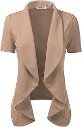 Blazer casual drapeado com babados, manga curta, básico, aberto na frente, cardigã feminino com terno plus size para trabalho e escritório