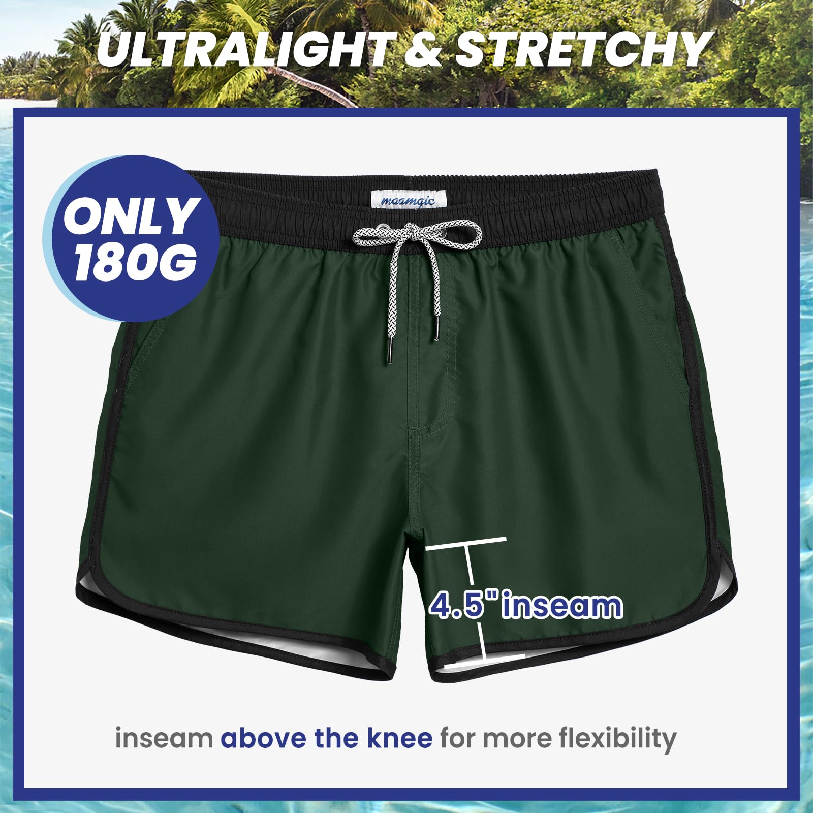 MaaMgic Bañador Hombre de Natación Secado Rápido Interior de Malla Pantalones Cortos d'Aire Vintage 80s 90s — view 6