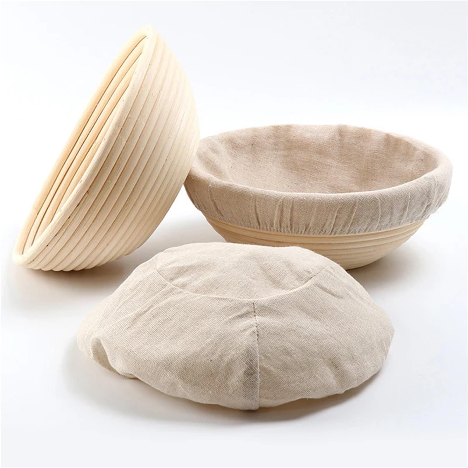 Juego de cestas for pan, Banneton cocina, cesta mimbre Natural con cubierta lino, herramientas 7 Uds., herramienta for hornear masa madre, for prueba Para Hornear Pan(Round XL-7 Tools)