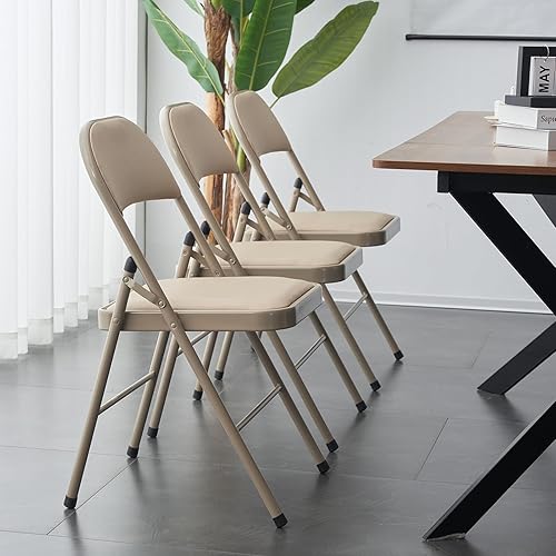 Miniatura 2 de Karl home Paquete de 6 sillas plegables marrones con asientos acolchados para exteriores e interiores, asiento comercial apilable portátil con marco