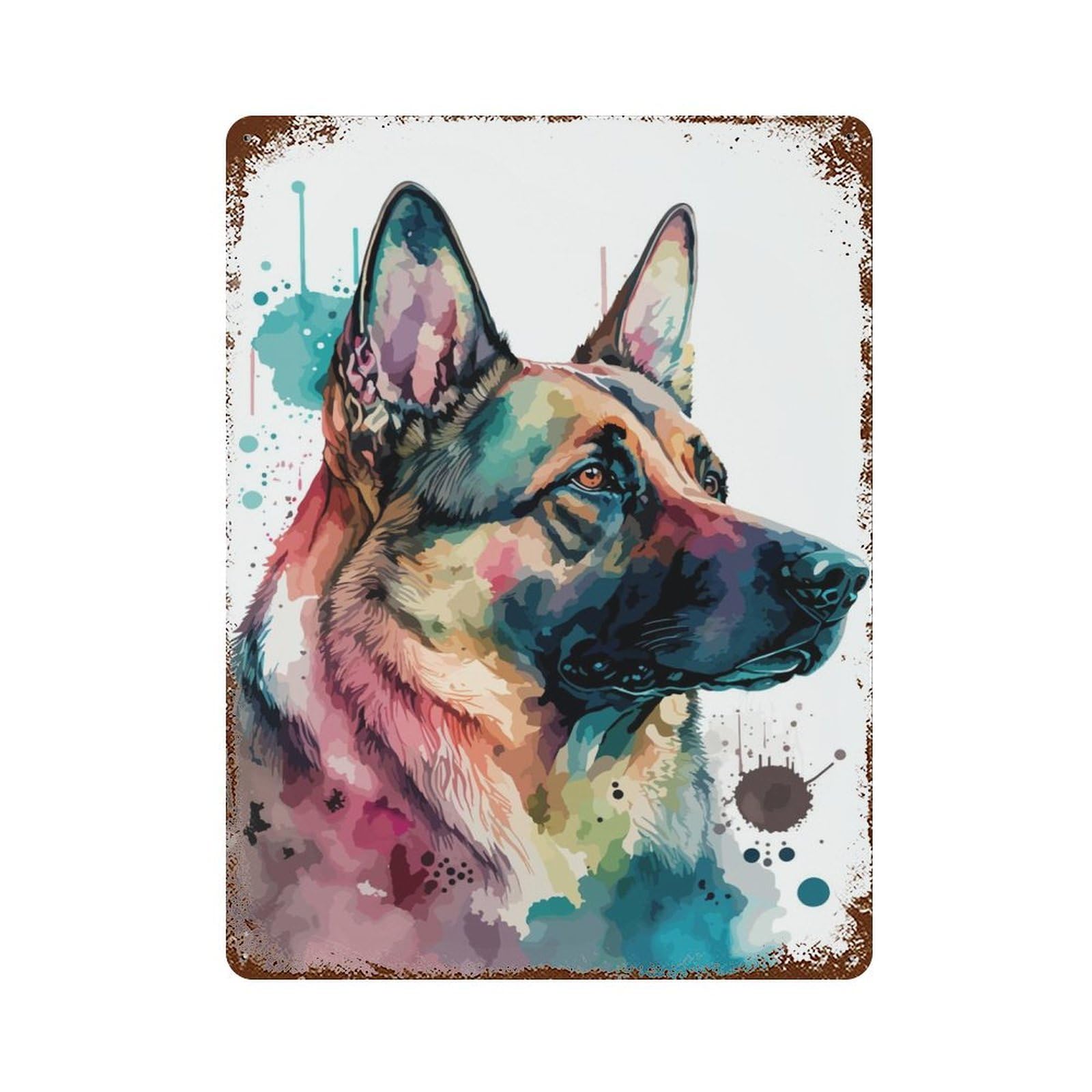 Shepherd Watercolor Retro Metal Sign 15.7"x11.8", Classic Wall Plaque for Garage, Pub Or Kitchen