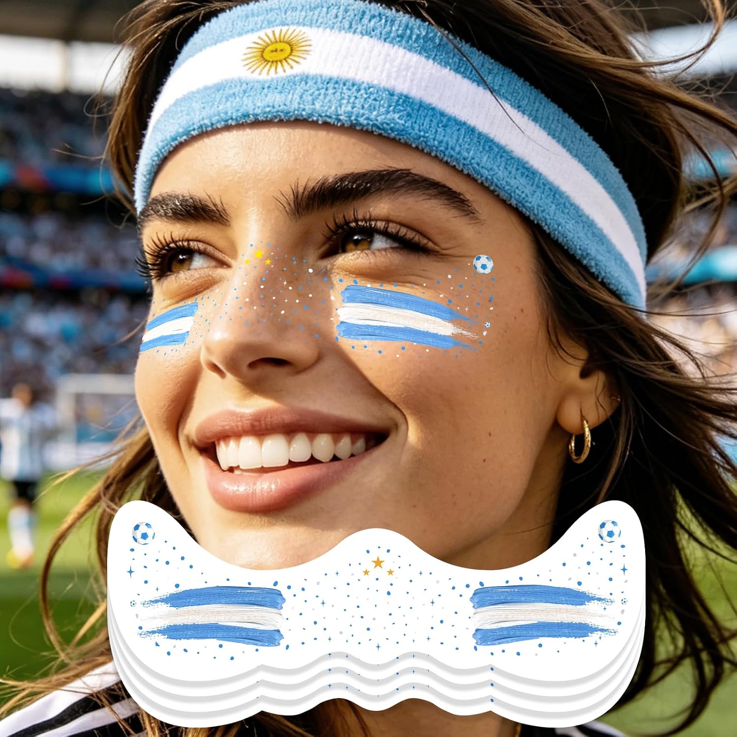 Blue & White Soccer Fan Temporary Tattoos - Game Day Stickers