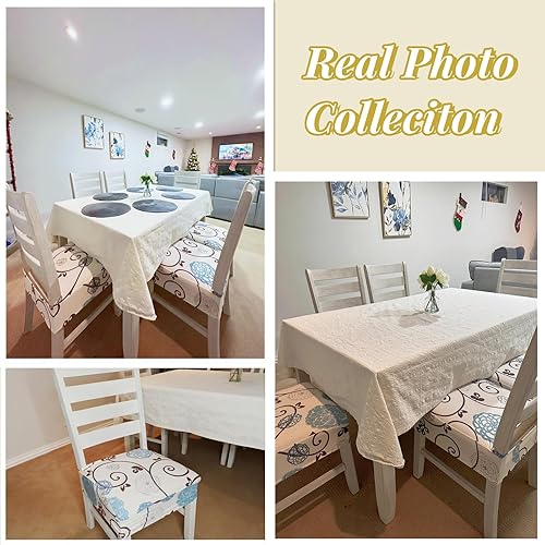 Miniatura 3 de NIBESSER Juego de 6 fundas de asiento para sillas de comedor, elásticas, suaves, extraíbles y lavables, para comedor, fundas de cojín de asiento