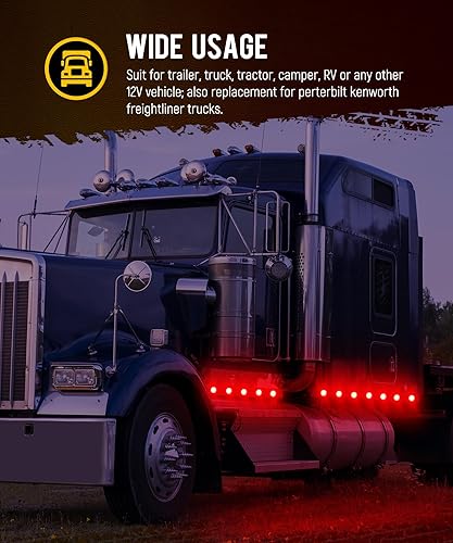 Miniatura 6 de Partsam 10 luces de marcador LED redondas de 2.5 pulgadas, luces laterales rojas a luces auxiliares azules para remolque, camión, camioneta,