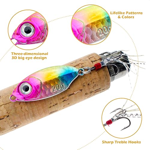 Miniatura 9 de Plantillas de pesca de metal, cucharas de pesca de metal, cebo de hoja giratoria, cuchara de jigging de fundición larga, señuelo vertical duro VIB