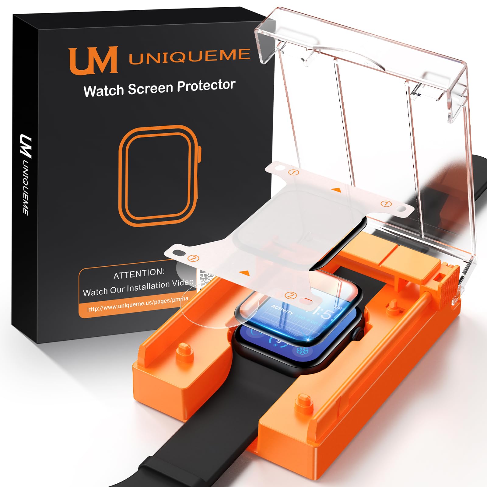 UniqueMe für Apple Watch 9/8/7 41 mm Full Screen Displayschutz - 2 Stück | [Sicherer 7H Halt] Langlebigste 3D Vollabdeckung, Blasenfrei, Staub Kratzschutz und Klarheit für Apple Watch 41mm Schutzfolie