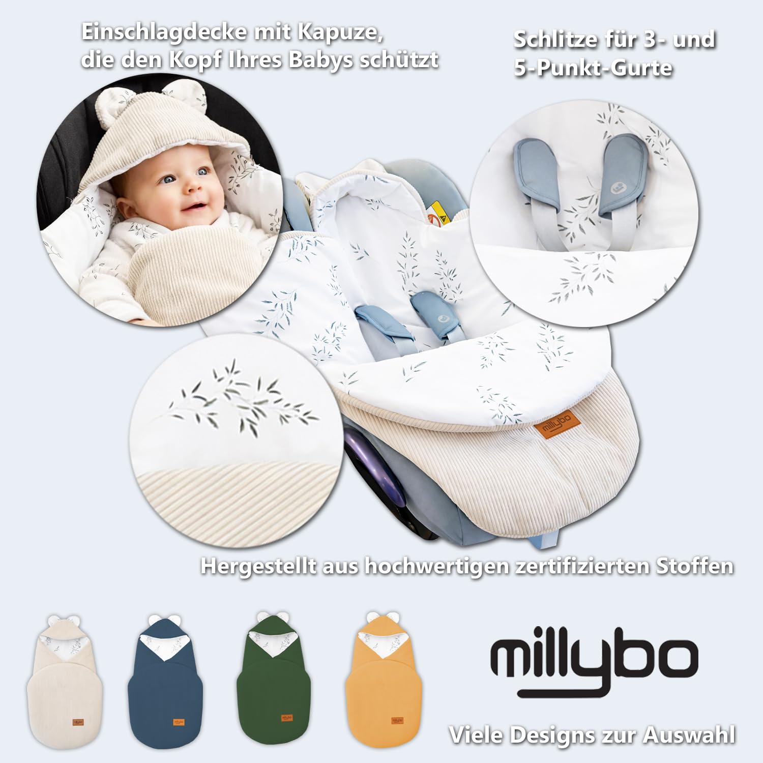 Baby Fußsack Einschlagdecke für Babyschale und Kinderwagen