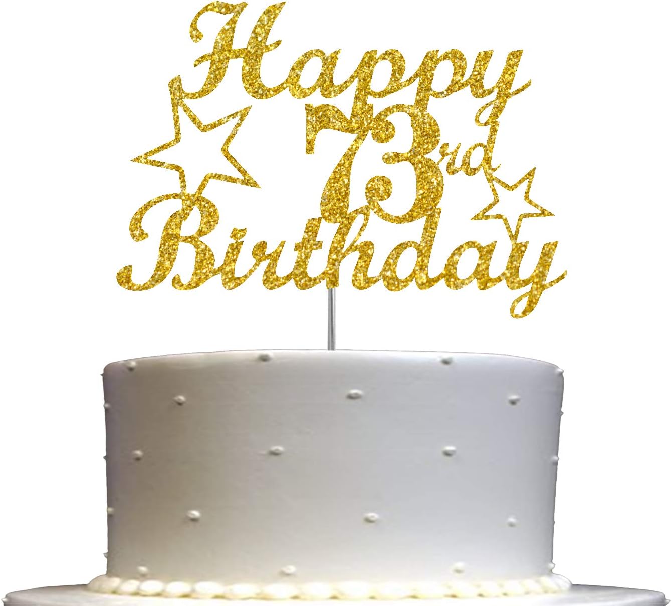 73 Birthday Cake Topper Gold Glitter, Party Decoration Ideas, Premium Quality, Sturdy Doubled Sided Glitter, Acrylic Stick. Made in USA (73rd)