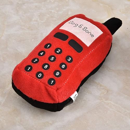 Miniatura 8 de Fydun Blue Dog, Teléfono celular de felpa para mascotas, perros, gatos, mordedor para dentición, sonido interactivo, masticar (rojo)