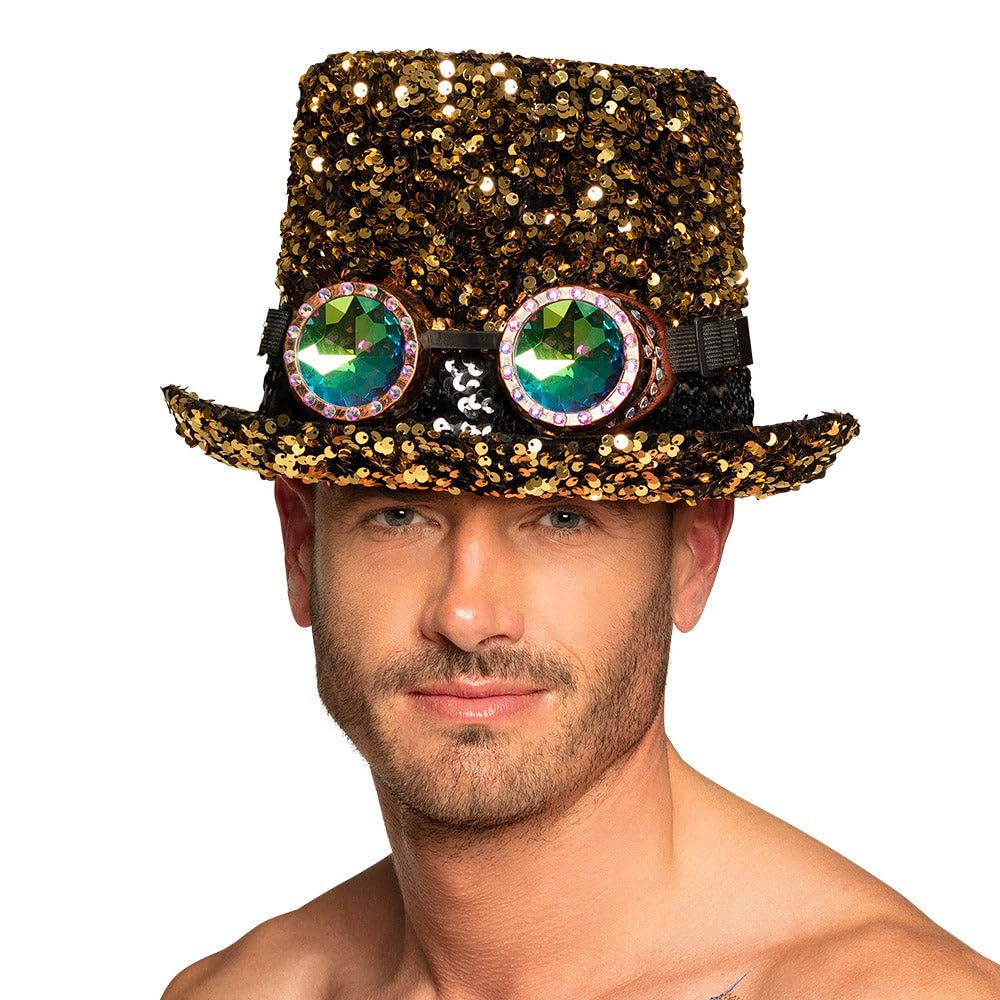 Boland - Sombrero Desert Dream, Con gafas, sombrero de Copa, lentejuelas, fiesta de disfraCes, Carnaval