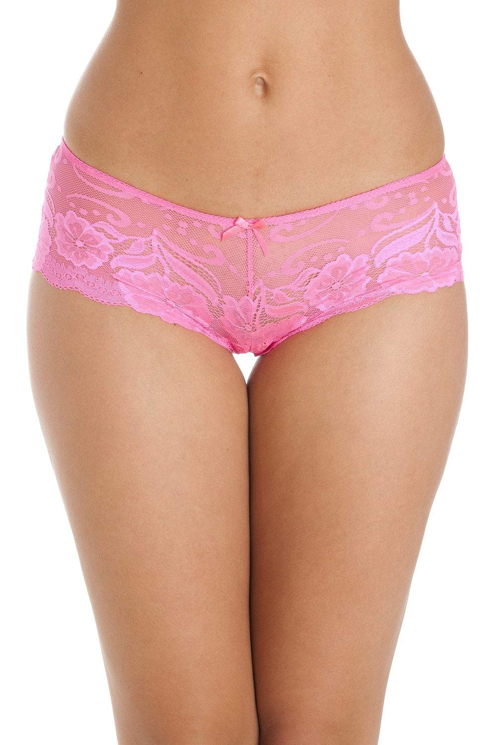 Camille Women's   Pink 2 Pack Floral Lace Boxershort in Size 16, BrandAlley