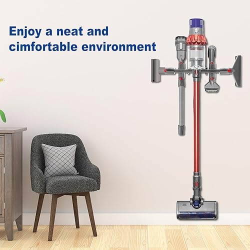 Miniatura 7 de Coodss Soporte para estación de acoplamiento, organizador de accesorios de montaje en pared, compatible con aspiradora inalámbrica Dyson V7 V8 V10