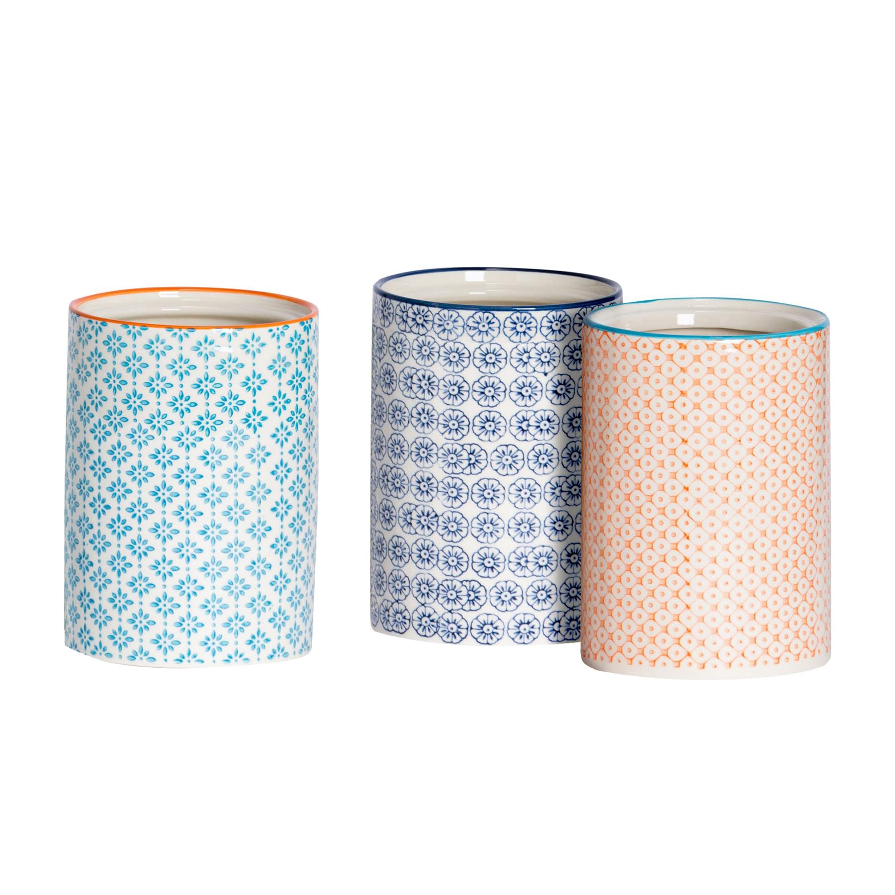 Nicola Spring Hand-Printed Kitchen Canisters1 Litre3 ColoursPack Of 3 from B&Q