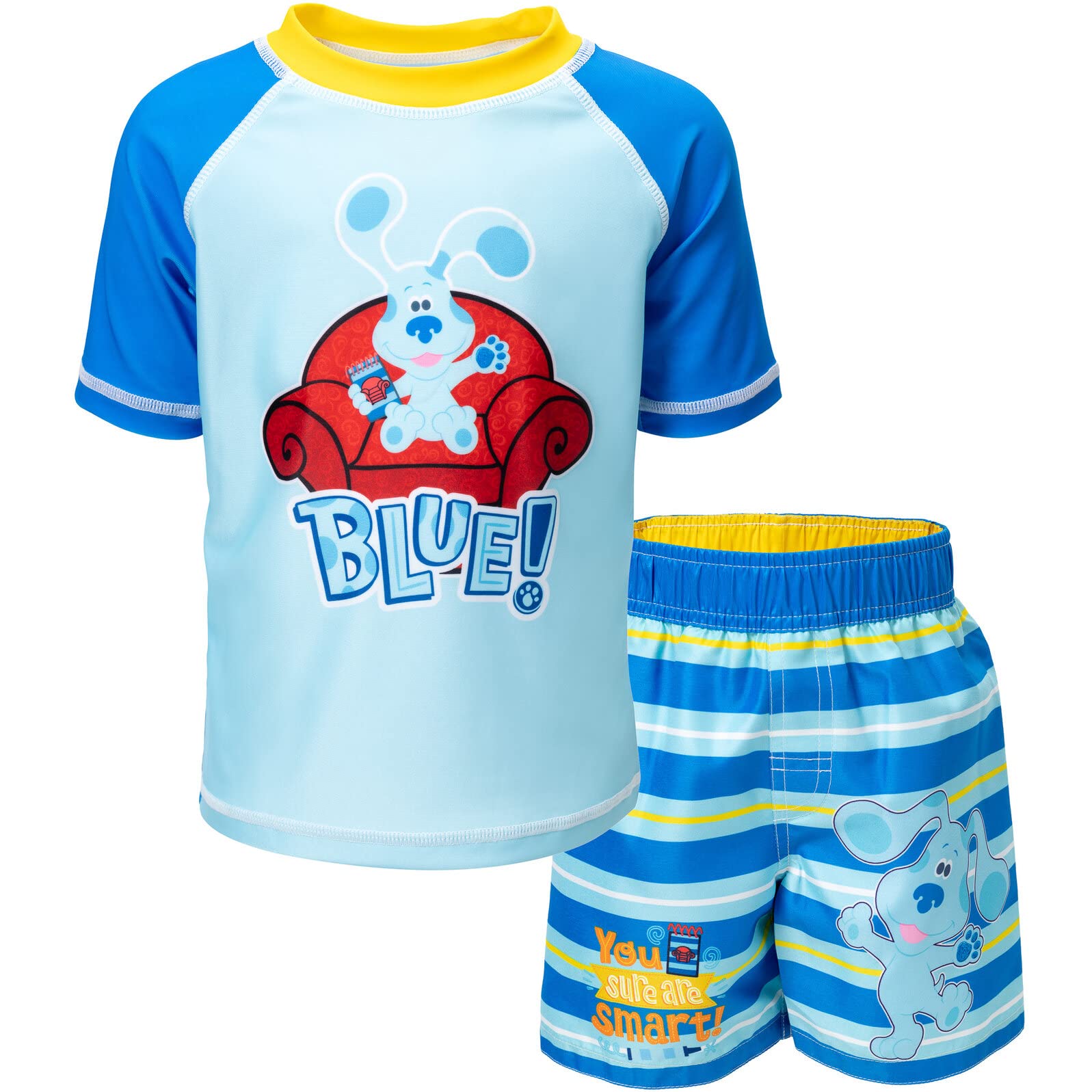 Blue's Clues & You! Chłopcy raglanowy sweter pływacki rash guard kąpielówki niemowlę do malucha, NIEBIESKI, 18 Months