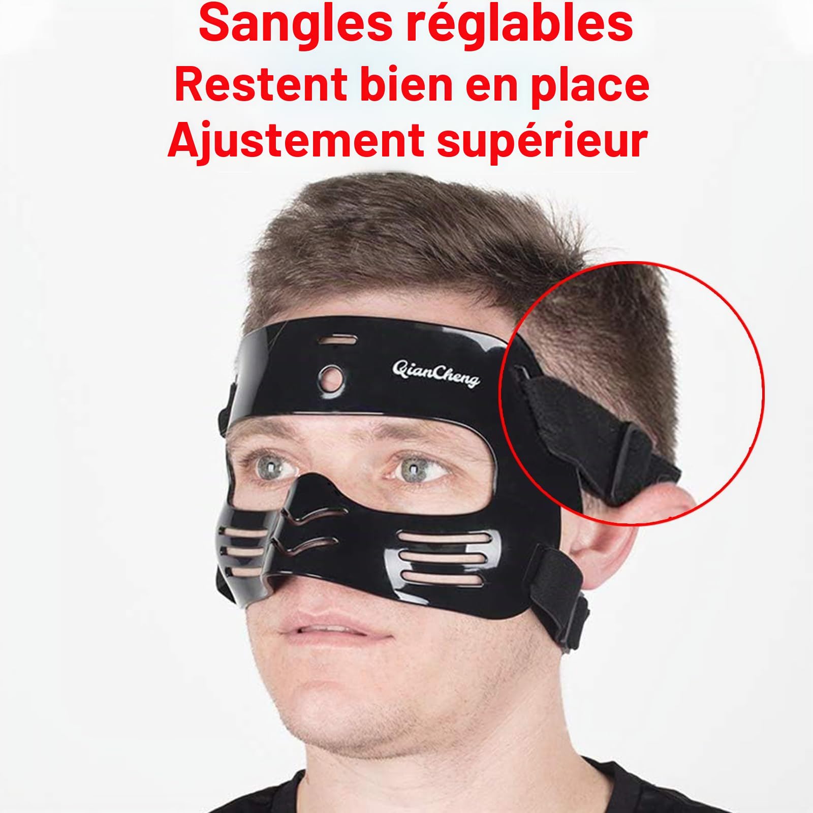 QianCheng Masque de Protection pour Le Visage L2 Noir avec Rembourrage en Silicone