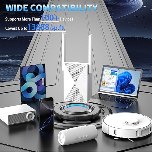 Miniatura 3 de Amplificador de señal WiFi, extensor de Internet, amplificador WiFi, con puerto Ethernet, repetidor inalámbrico para el hogar, largo alcance, cubre