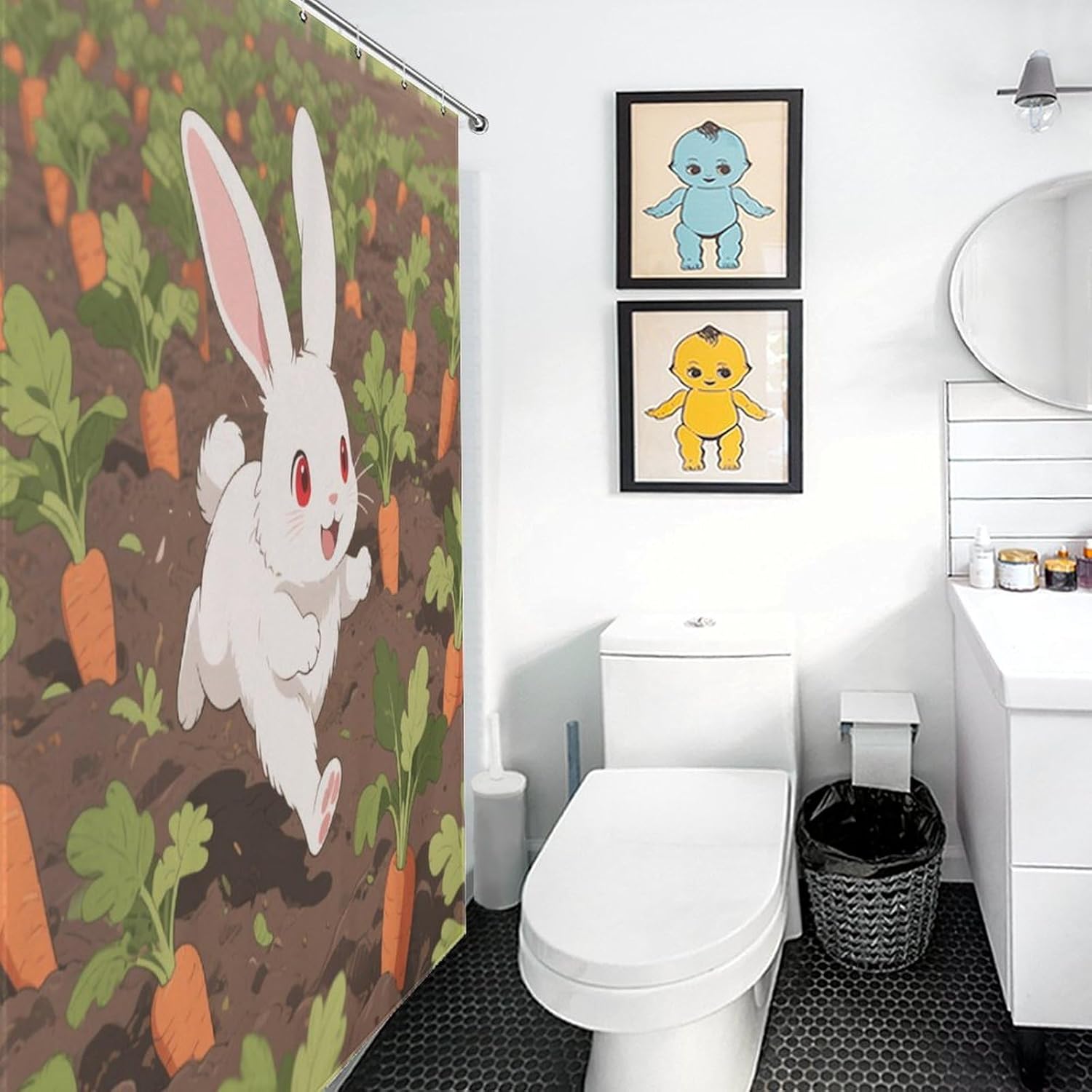 Shower Curtains Fabric Shower Curtain Liner Liner Showers Curtain Rabbit Showers Curtin Opaque for Privacy Protection Water Splash Protection High Aesthetics