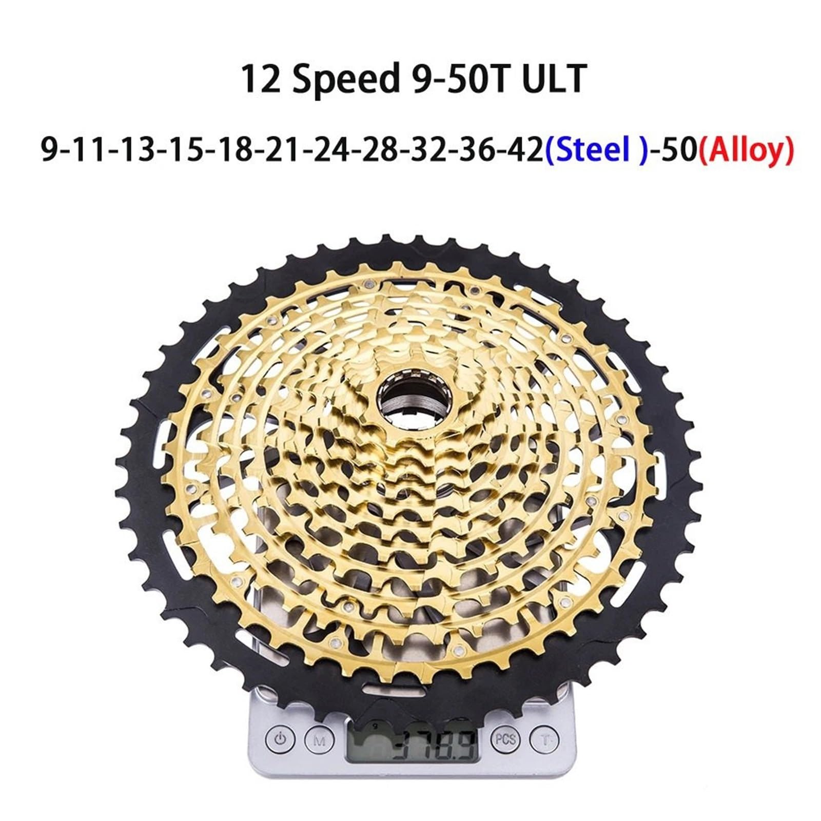 Cassette MTB XD ULT de 12 velocidades, 9-50 Dientes, Acero CNC, 12 V, Rueda Libre, 12 Dientes, 9x50, Rango de piñón del 556%, Piezas de Ciclismo k7