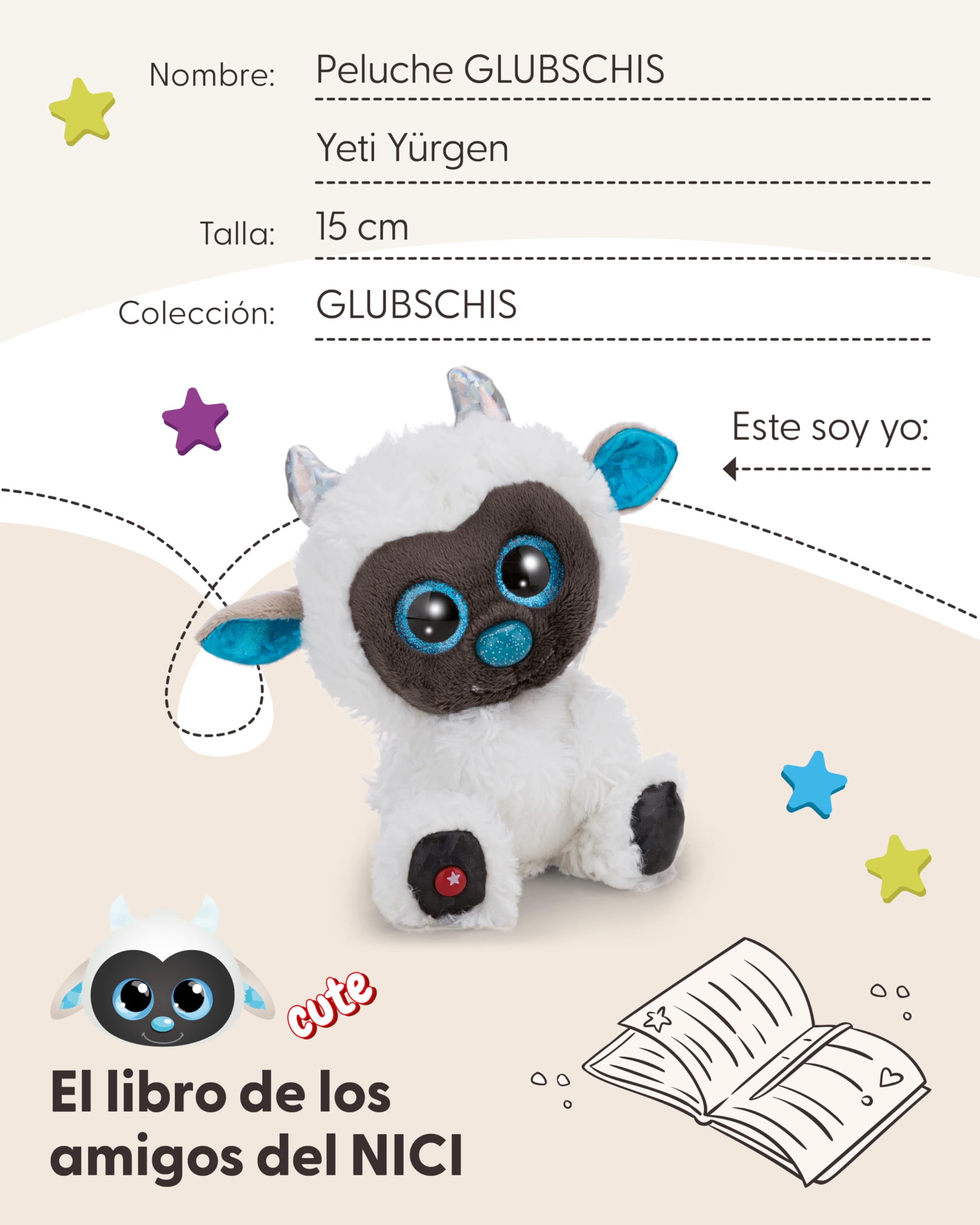 NICI GLUBSCHIS Yeti Yürgen, Animal de Peluche Suave, 15 cm, Blanco, para abrazar y Jugar, para niños y Adultos - 63033 — view 5